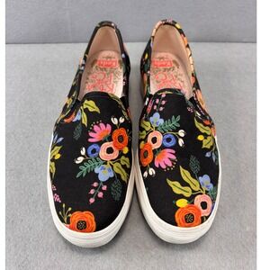 Keds x Rifle Paper Co. Wildflower platform black floral slip on‎ sneaker size 8